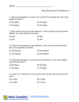 Rounding Word Problem Worksheet 2