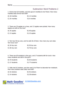 Subtraction Word Problem Worksheets - Math Goodies