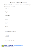 Exponents and Scientific Notation Worksheet for 8th grade